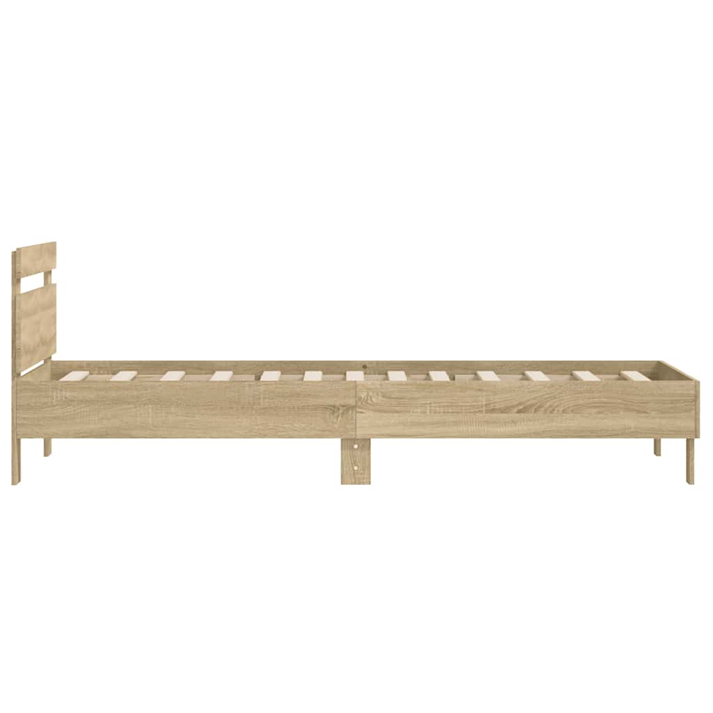Bed Frame without Mattress with Headboard Sonoma Oak 100x200 cm