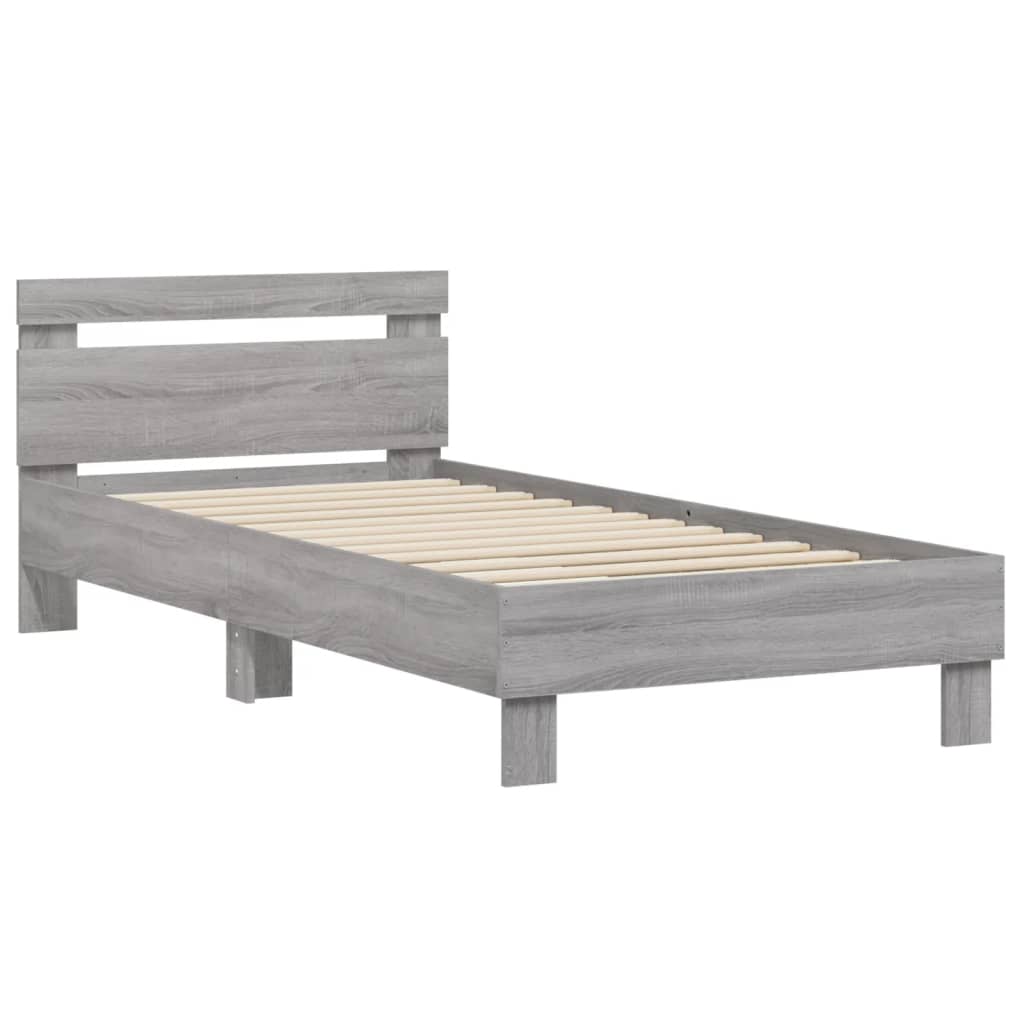 Grey Sonoma Bed Frame with Headboard - 90x200 cm, No Mattress