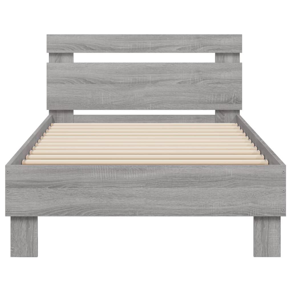Grey Sonoma Bed Frame with Headboard - 90x200 cm, No Mattress