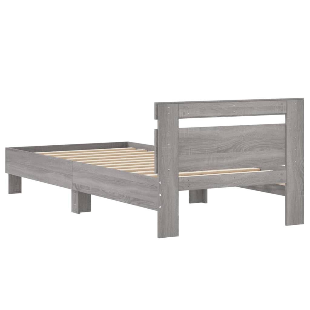 Grey Sonoma Bed Frame with Headboard - 90x200 cm, No Mattress