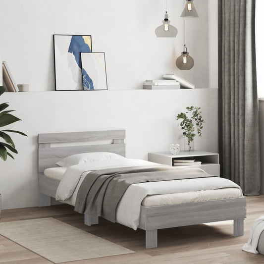 Grey Sonoma Bed Frame with Headboard - 90x200 cm, No Mattress