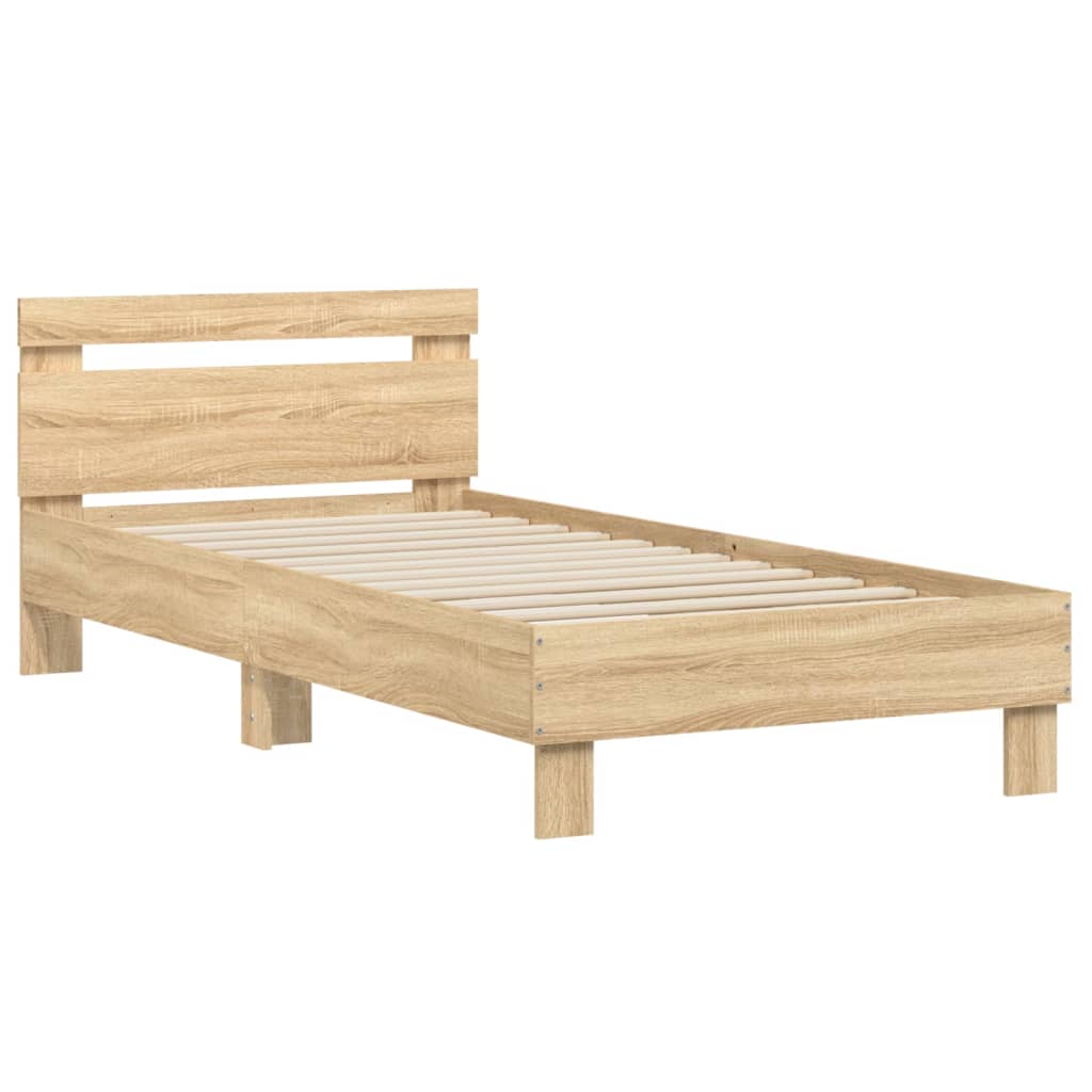 Sonoma Oak Single Bed Frame with Headboard, 90x190 cm, No Mattress