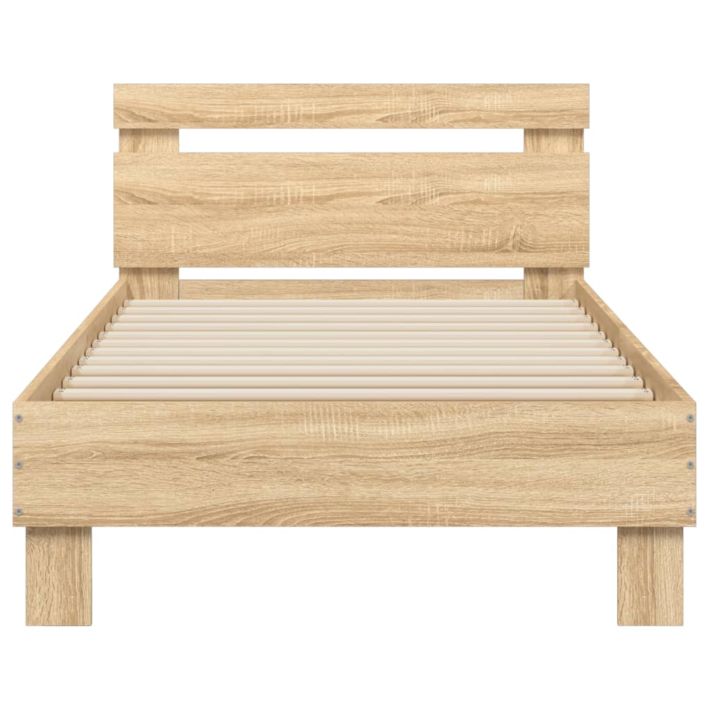 Sonoma Oak Single Bed Frame with Headboard, 90x190 cm, No Mattress
