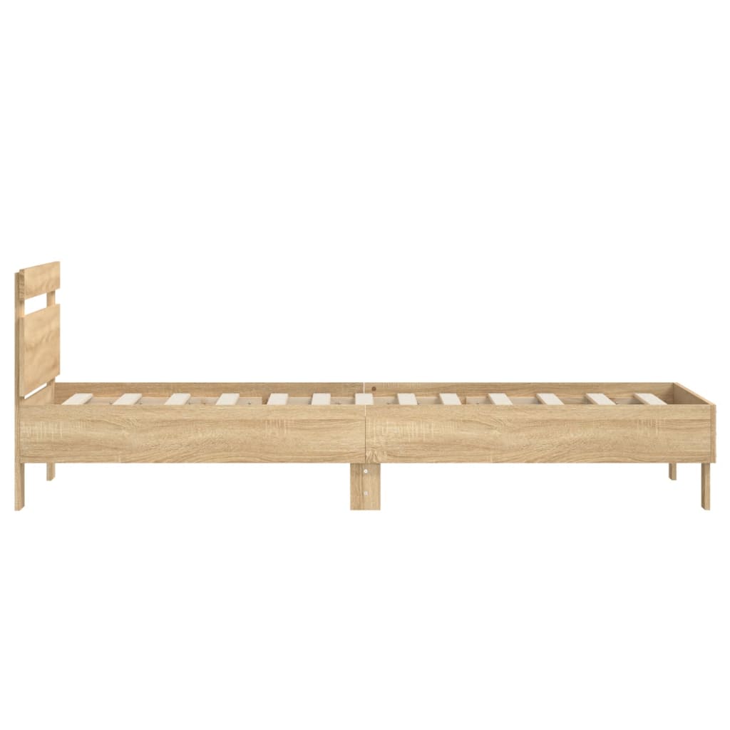 Sonoma Oak Single Bed Frame with Headboard, 90x190 cm, No Mattress