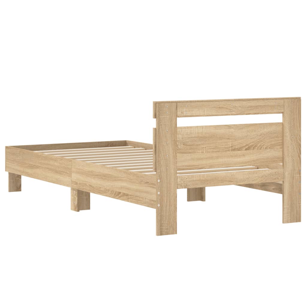 Sonoma Oak Single Bed Frame with Headboard, 90x190 cm, No Mattress