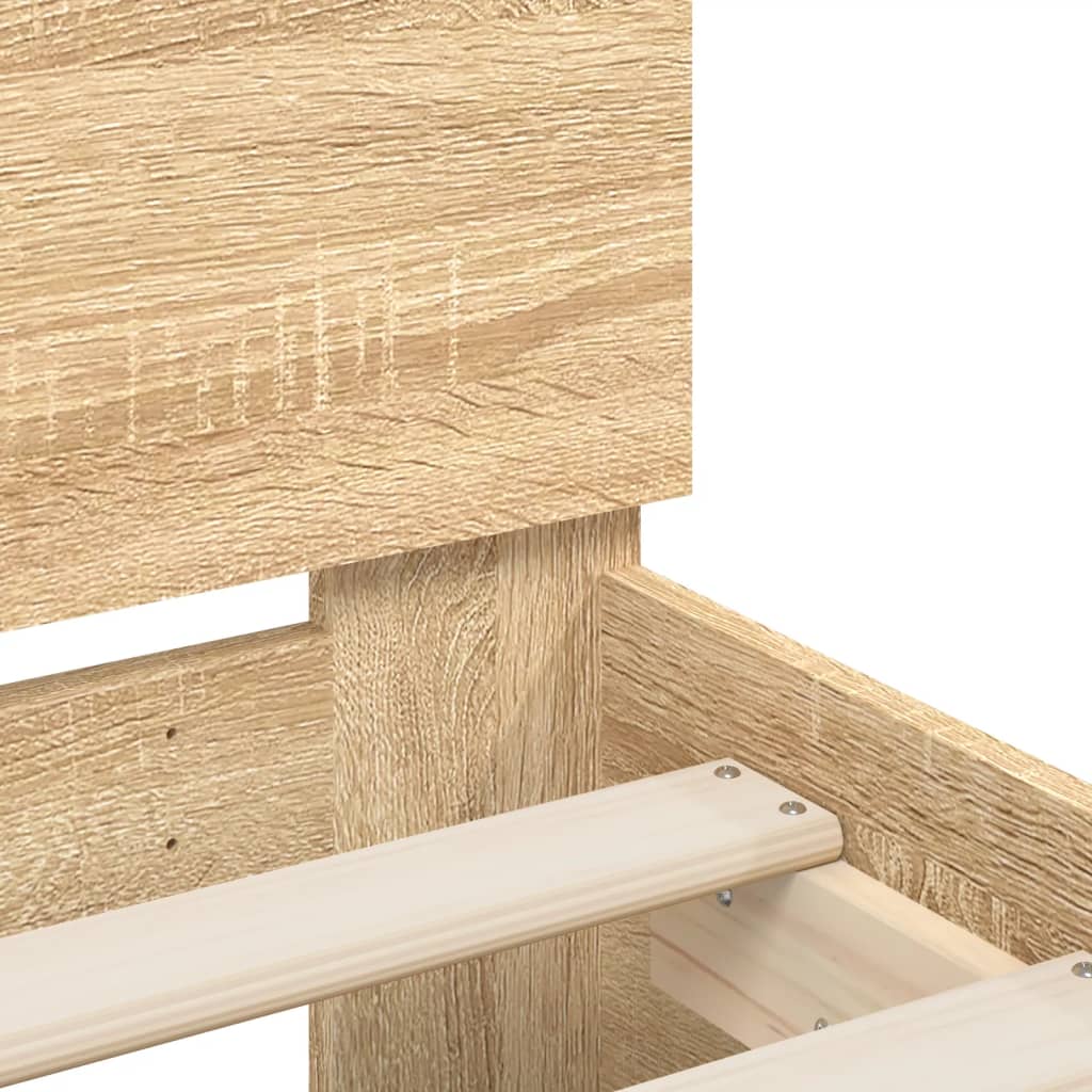 Sonoma Oak Single Bed Frame with Headboard, 90x190 cm, No Mattress