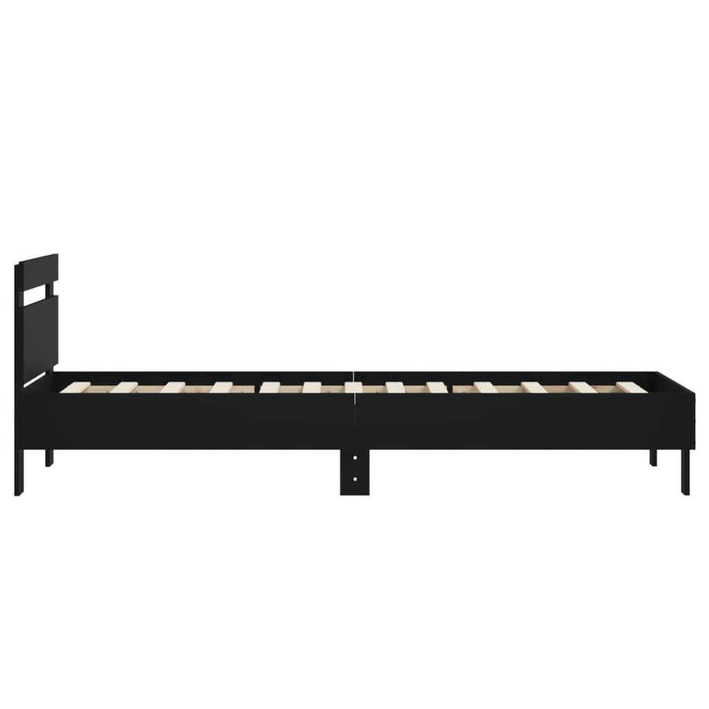 Elegant Black Metal Bed Frame with Headboard - Small Single 75x190 cm
