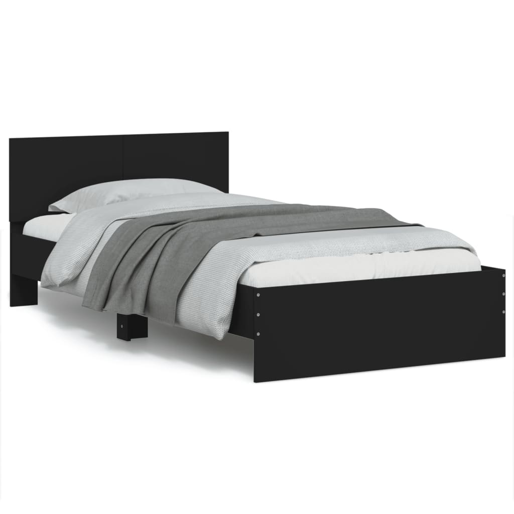 Black Metal Bed Frame with Headboard 100x200 cm (No Mattress)