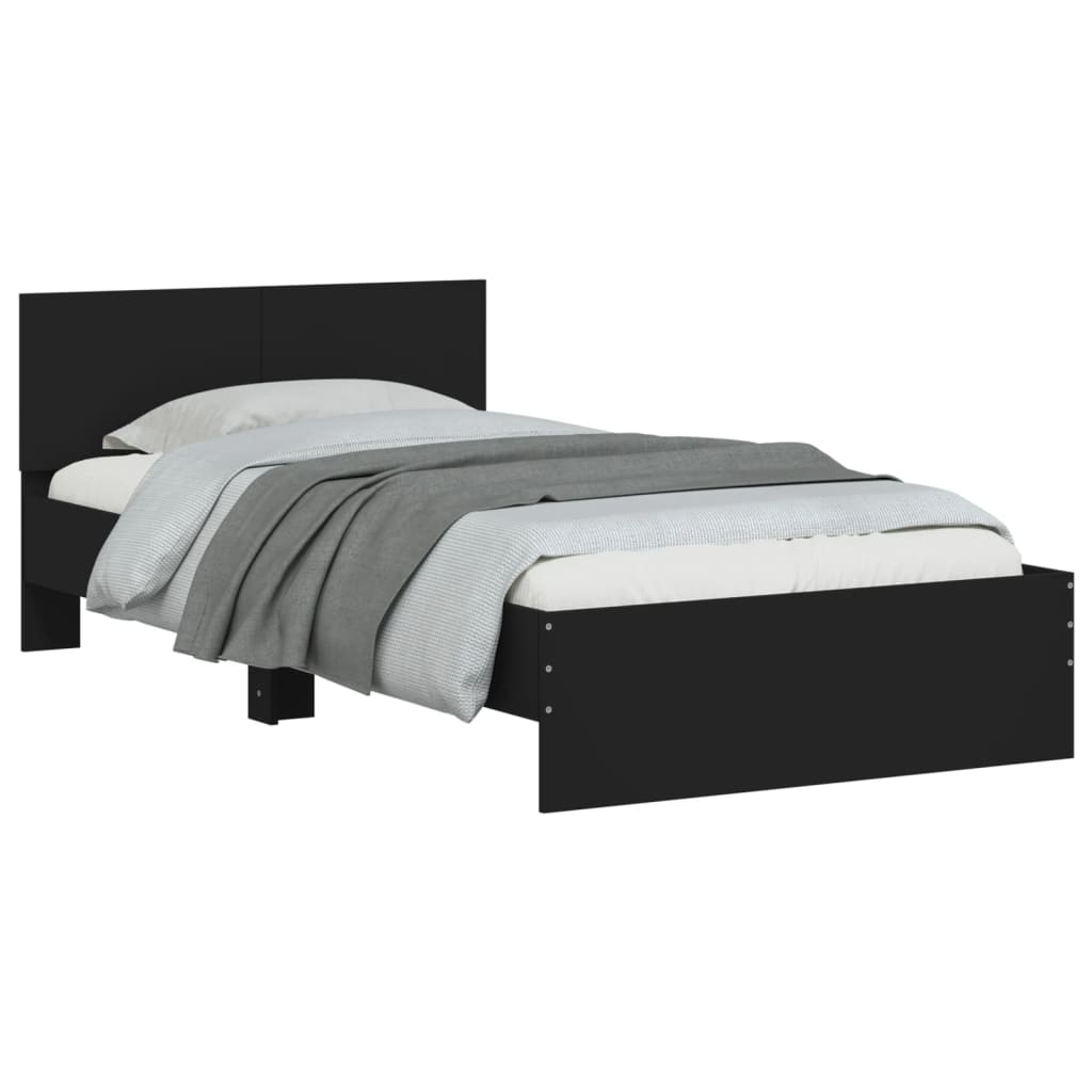 Black Metal Bed Frame with Headboard 100x200 cm (No Mattress)