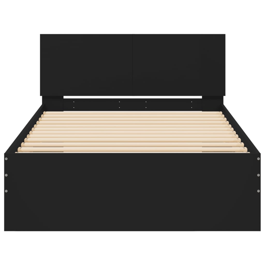 Black Metal Bed Frame with Headboard 100x200 cm (No Mattress)