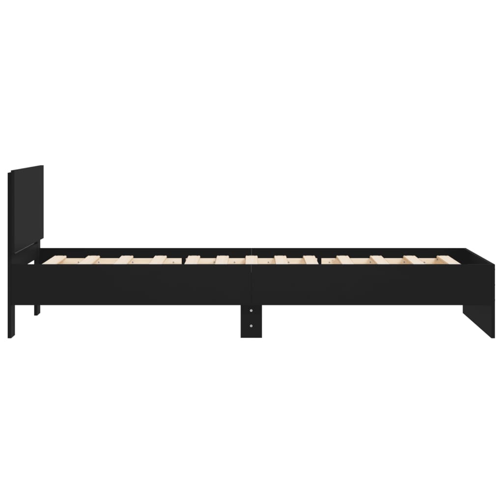 Black Metal Bed Frame with Headboard 100x200 cm (No Mattress)
