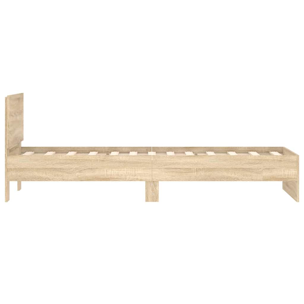 Sonoma Oak Bed Frame with Headboard 90x200 cm - No Mattress Included