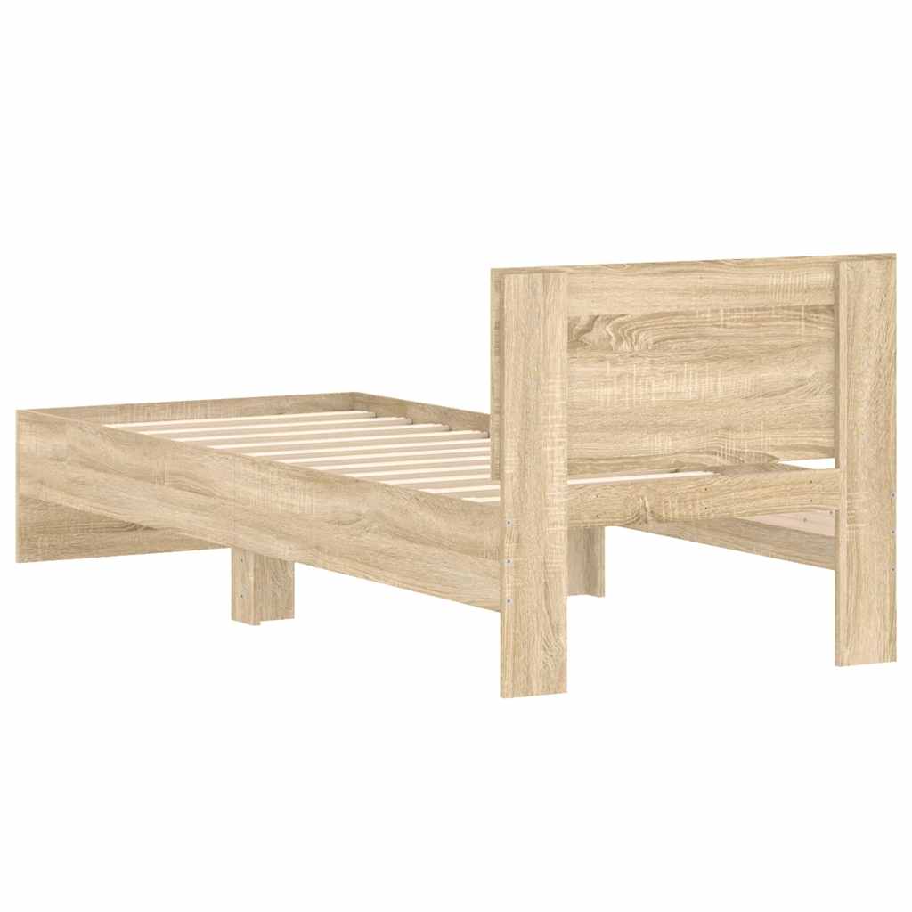 Sonoma Oak Bed Frame with Headboard 90x200 cm - No Mattress Included