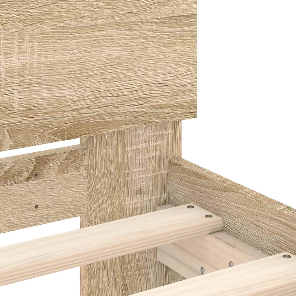 Sonoma Oak Bed Frame with Headboard 90x200 cm - No Mattress Included