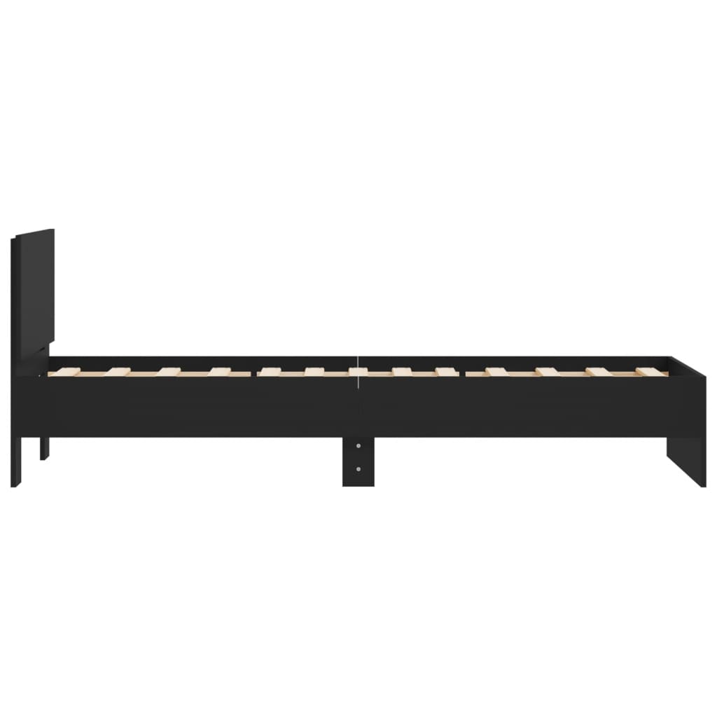 Black Metal Bed Frame with Headboard 90x190 cm Single
