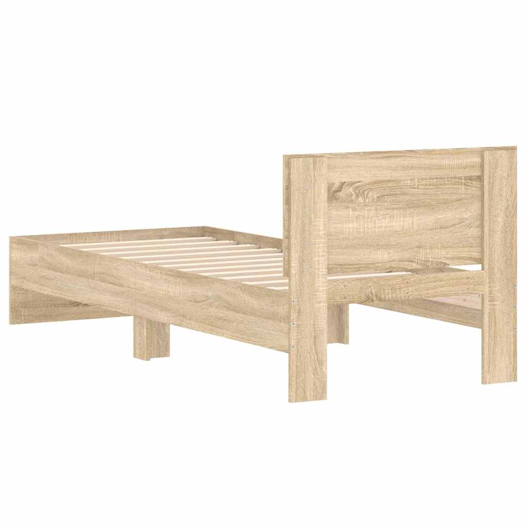 Sonoma Oak Bed Frame with Headboard - Single 90x190 cm