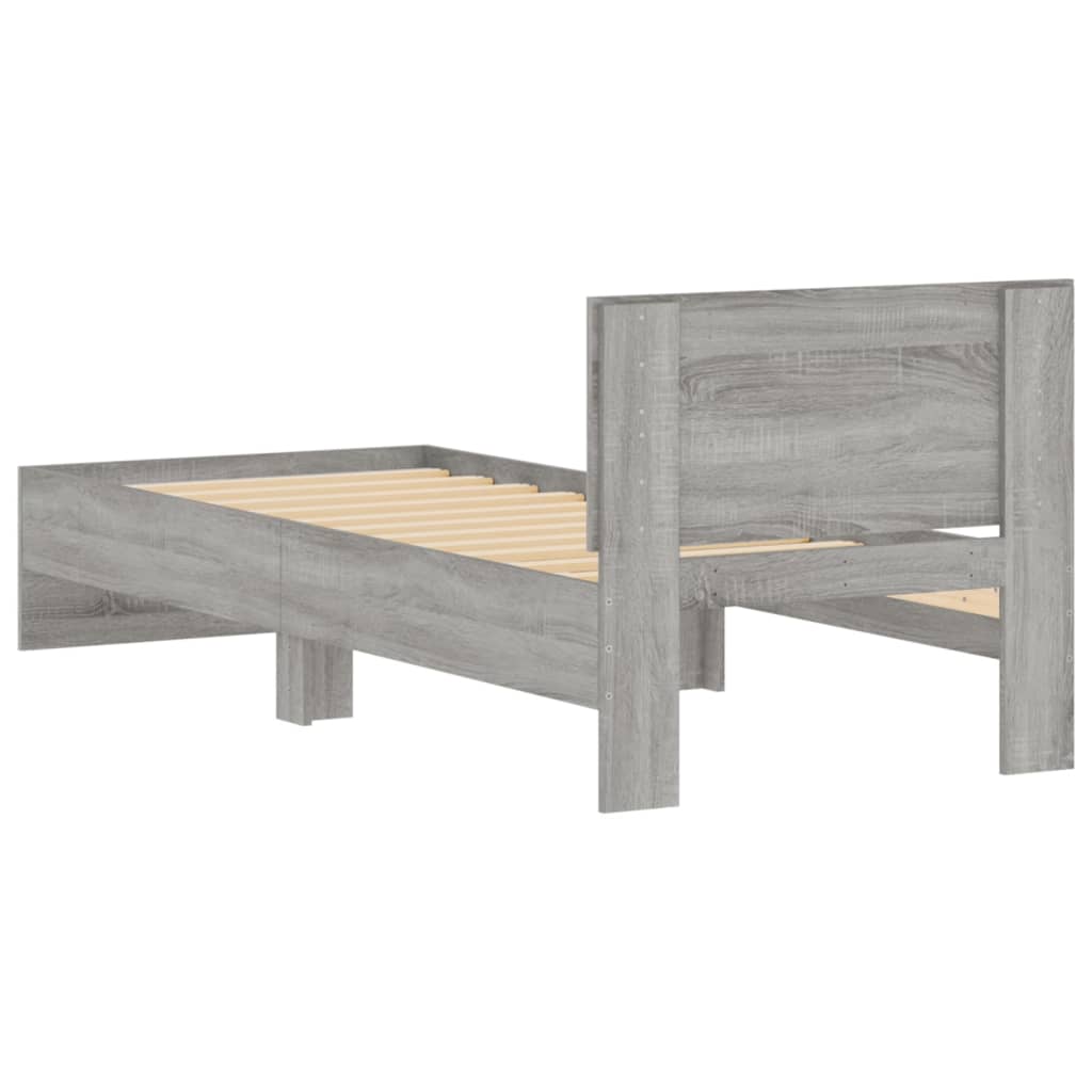 Grey Sonoma Single Bed Frame with Headboard, 90x190 cm, No Mattress