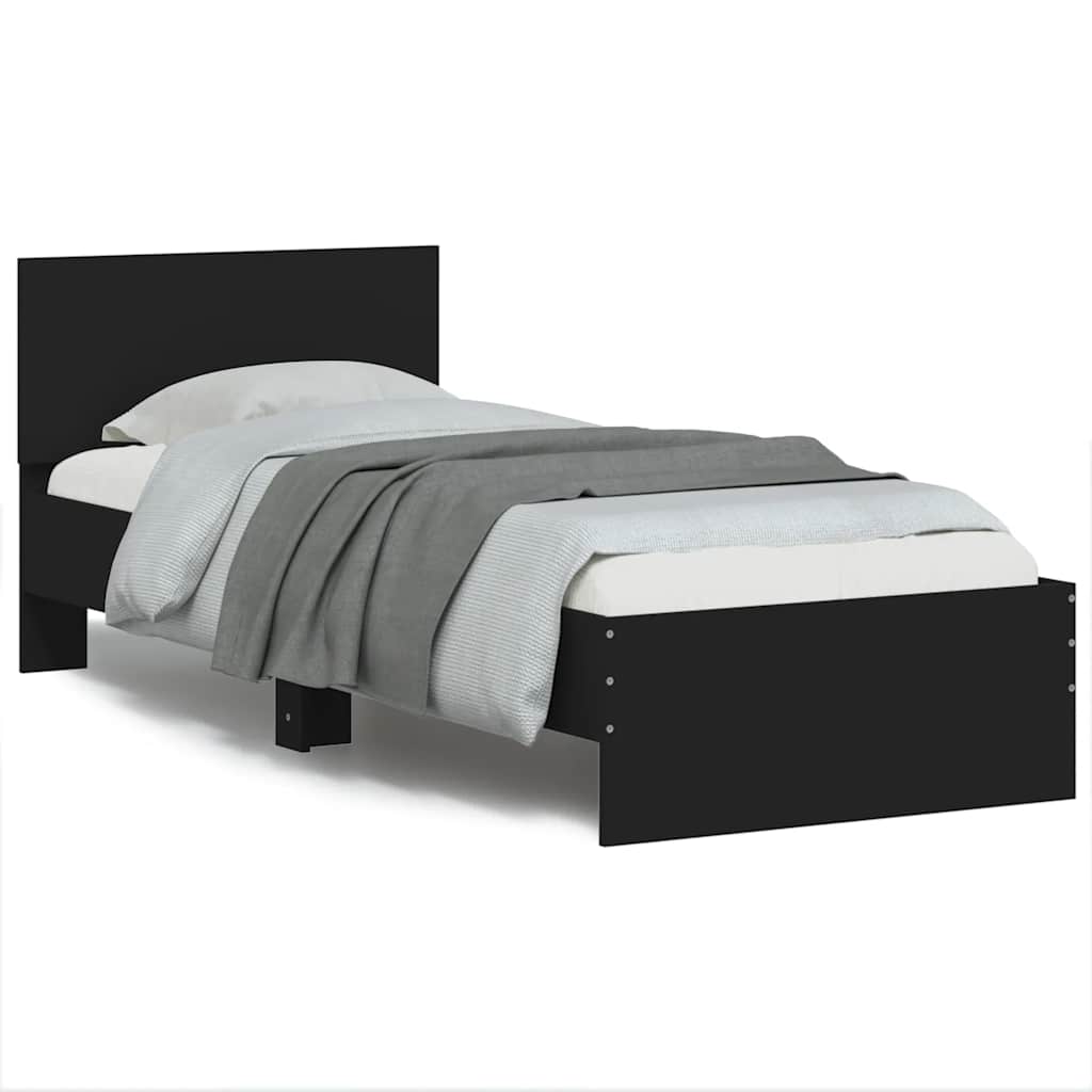 Compact Black Metal Headboard Bed Frame 75x190 cm – Small Single