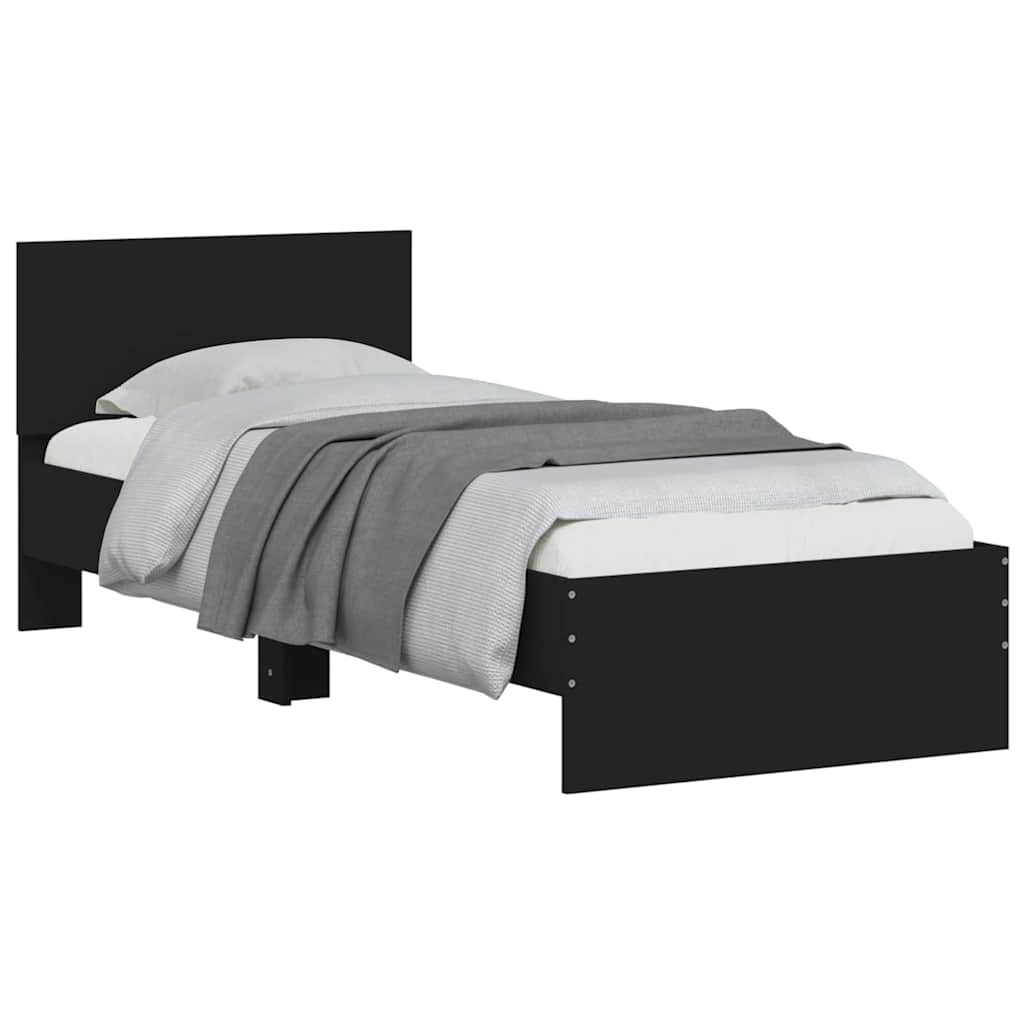 Compact Black Metal Headboard Bed Frame 75x190 cm – Small Single