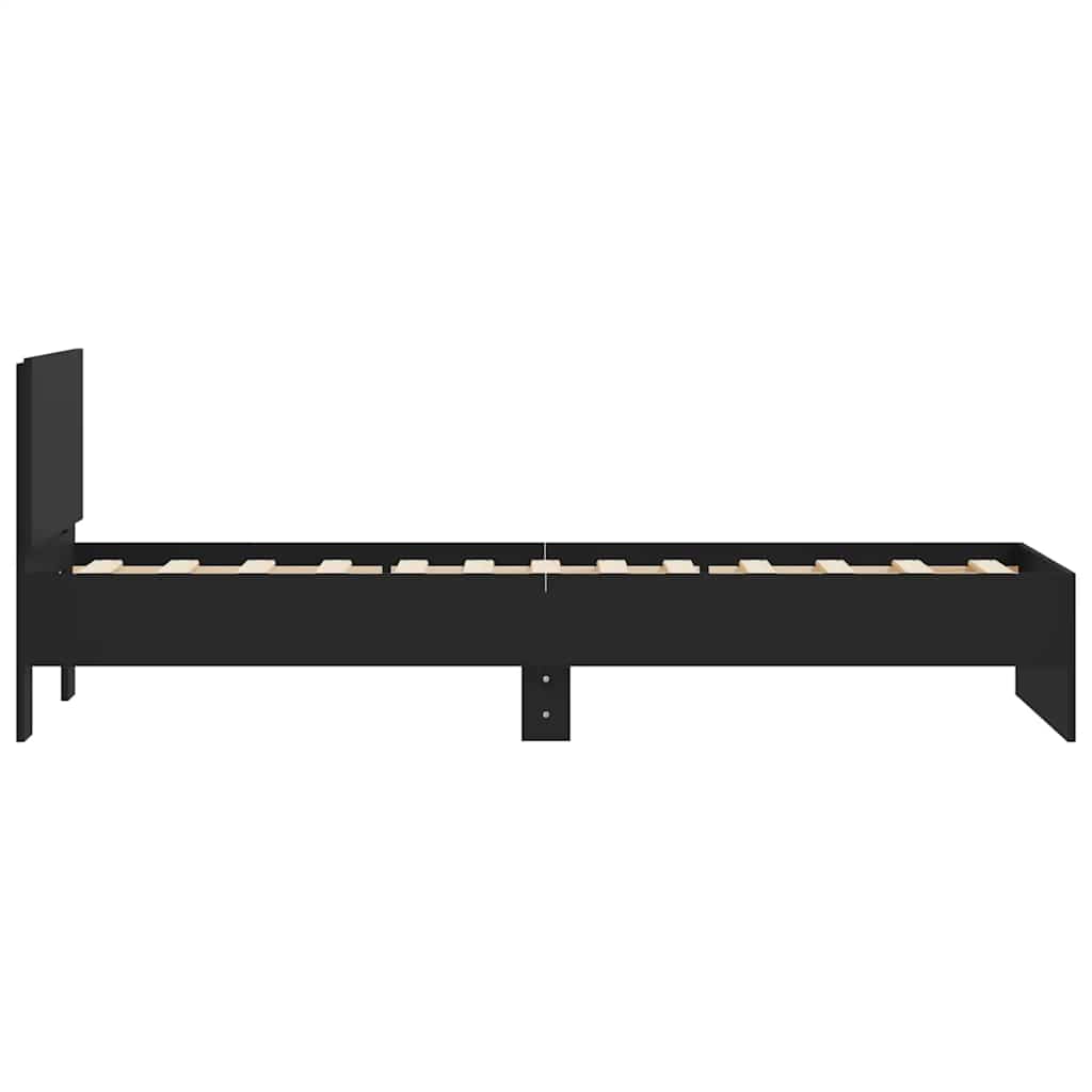 Compact Black Metal Headboard Bed Frame 75x190 cm – Small Single