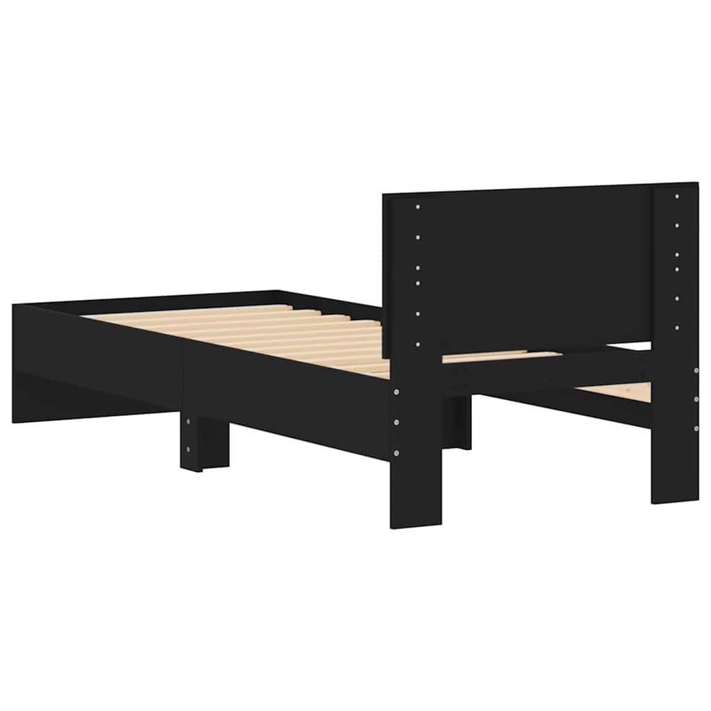 Compact Black Metal Headboard Bed Frame 75x190 cm – Small Single
