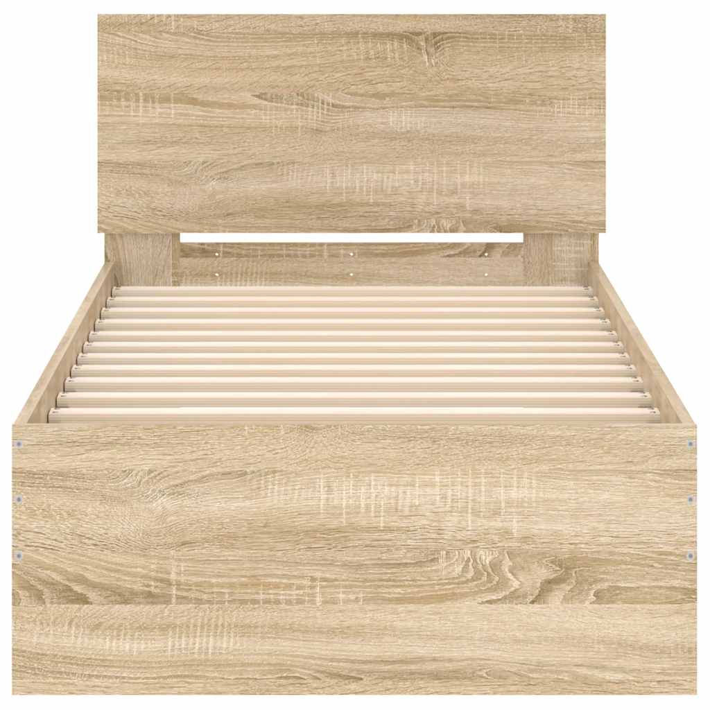 Sonoma Oak Small Single Bed Frame w/ Headboard 75x190 cm