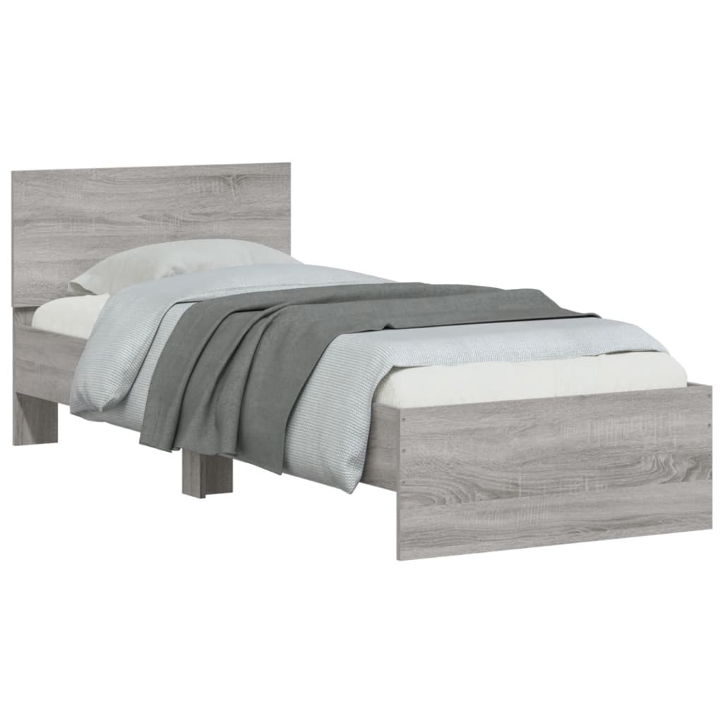 Grey Sonoma Bed Frame with Headboard 75x190cm - Small Single