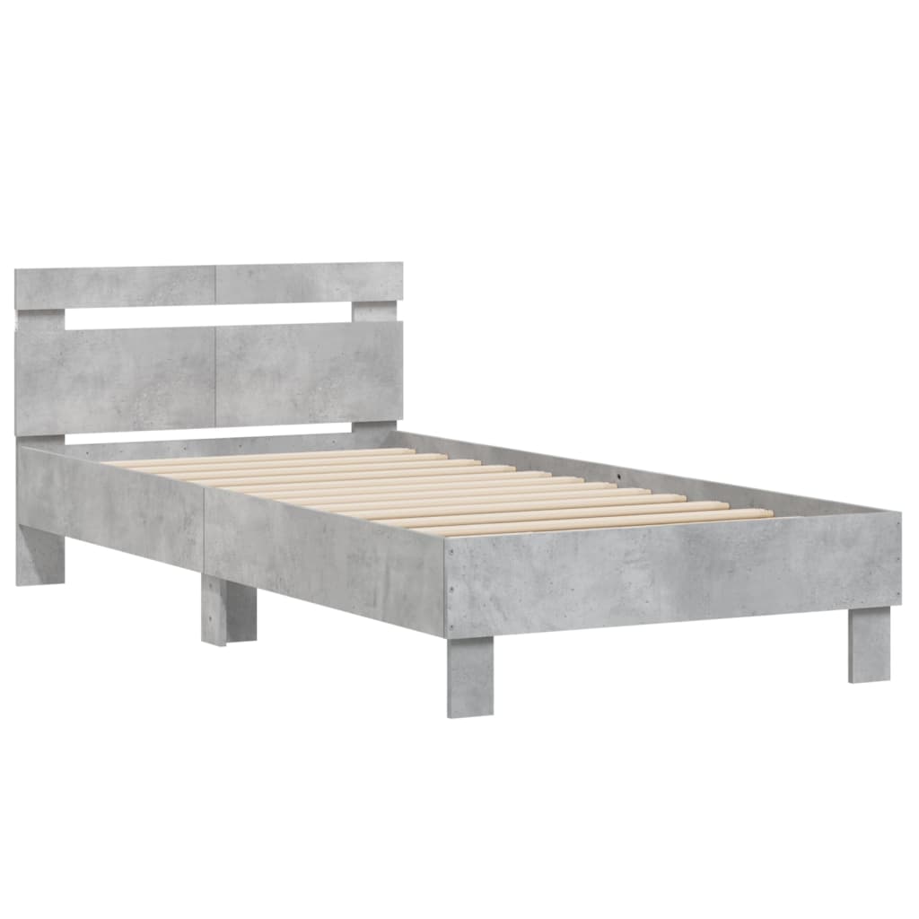 Concrete Grey LED Bed Frame 100x200 cm - Modern & Stylish Design
