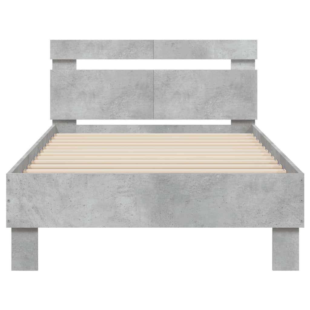 Concrete Grey LED Bed Frame 100x200 cm - Modern & Stylish Design
