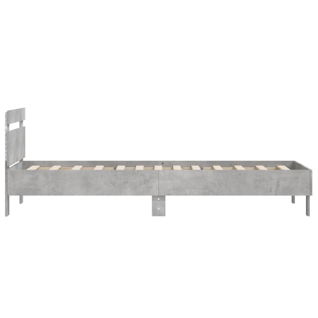 Concrete Grey LED Bed Frame 100x200 cm - Modern & Stylish Design