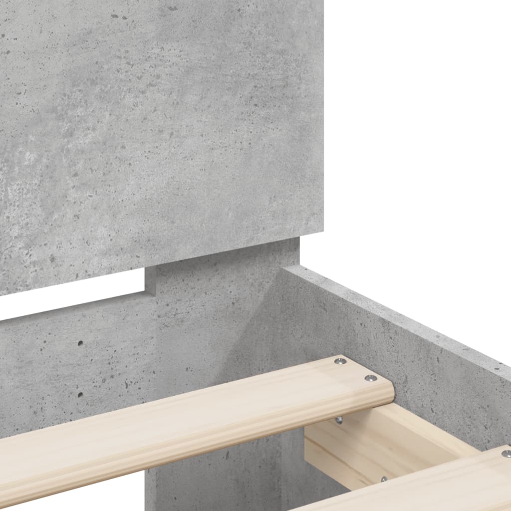 Concrete Grey LED Bed Frame 100x200 cm - Modern & Stylish Design
