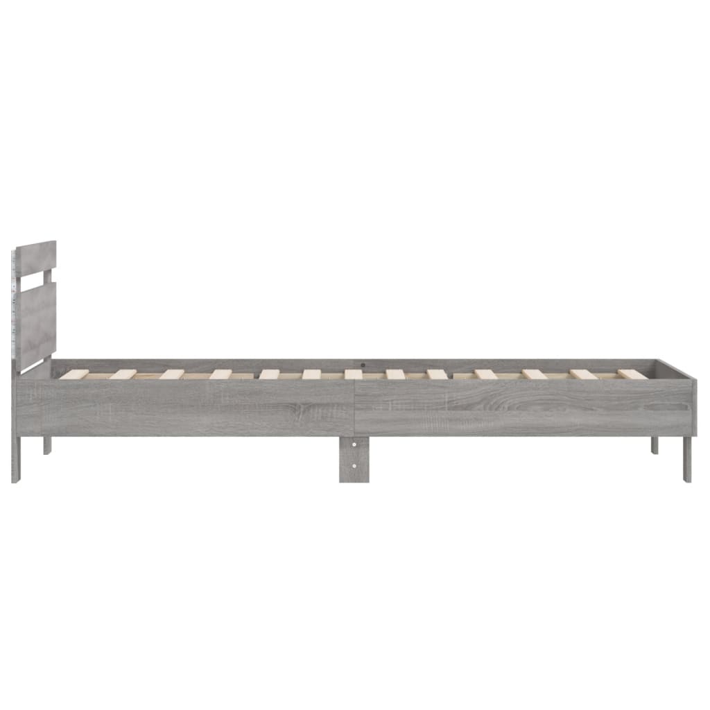 Grey Sonoma Bed Frame with LED Lights, 100x200 cm, Modern Design