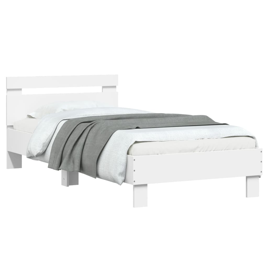 White LED Bed Frame 90x200 cm - Stylish Bedroom Decor
