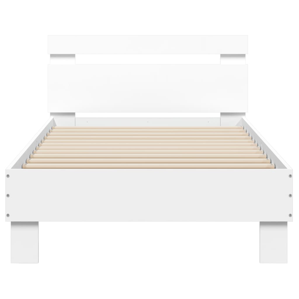 White LED Bed Frame 90x200 cm - Stylish Bedroom Decor