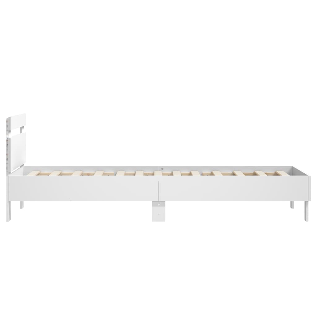 White LED Bed Frame 90x200 cm - Stylish Bedroom Decor