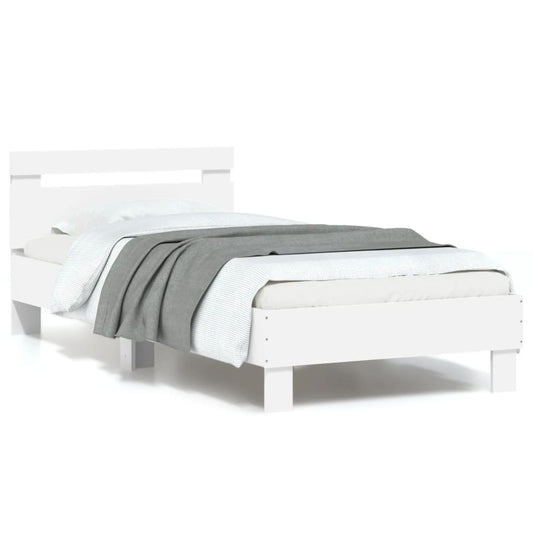 White LED Bed Frame 90x200 cm - Stylish Bedroom Decor