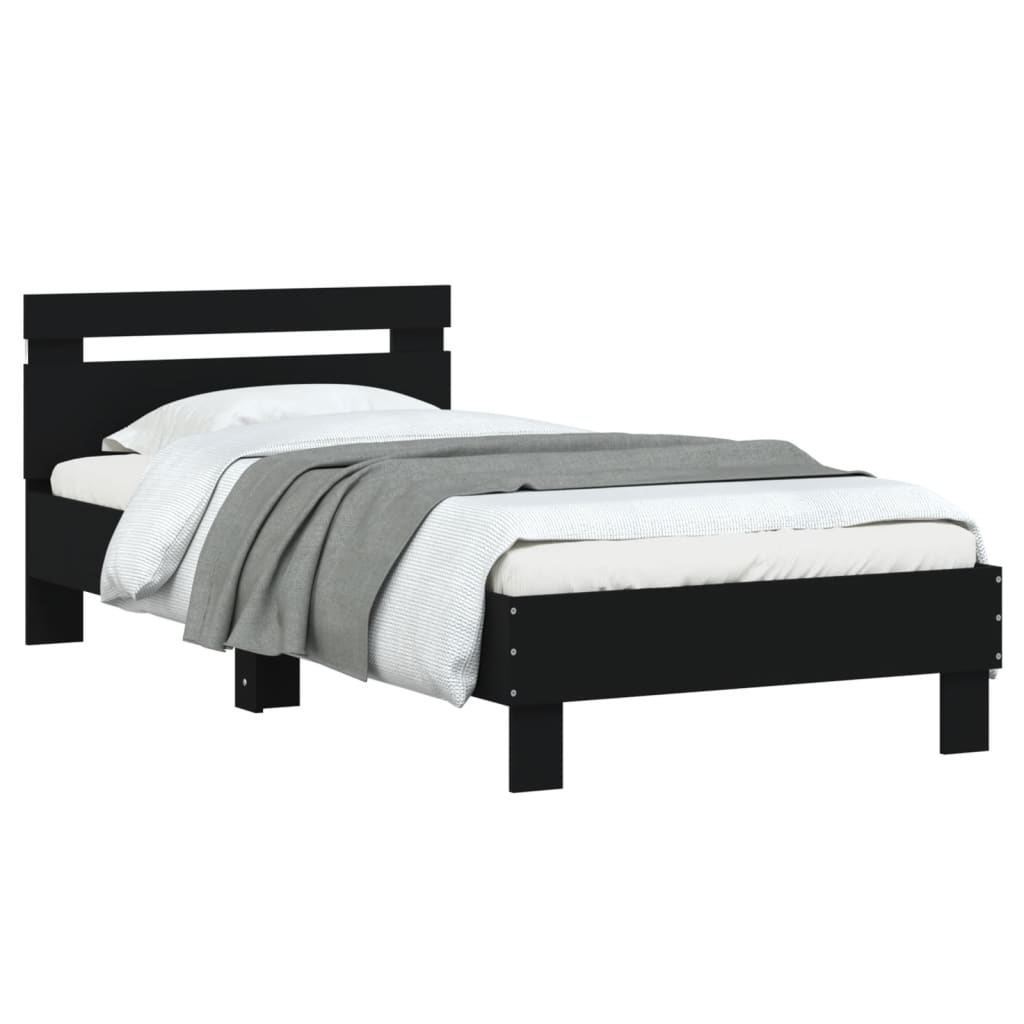 Black Metal LED Bed Frame, Small Single 75x190 cm, No Mattress