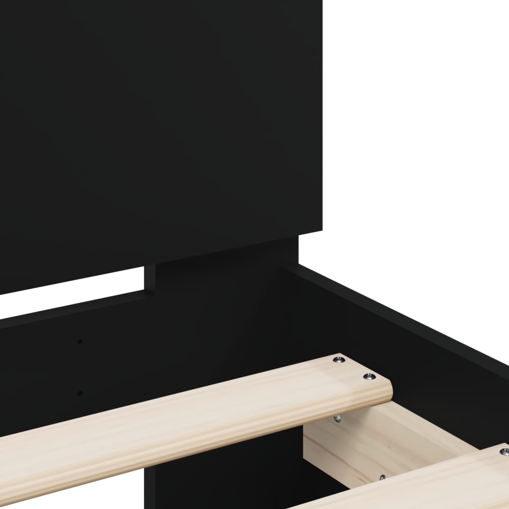 Black Metal LED Bed Frame, Small Single 75x190 cm, No Mattress
