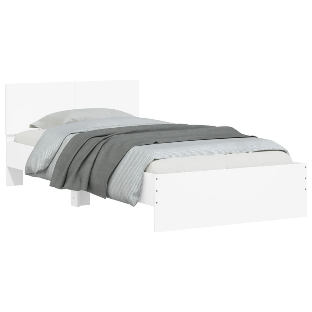White LED Bed Frame Without Mattress, 100x200 cm, Modern Design
