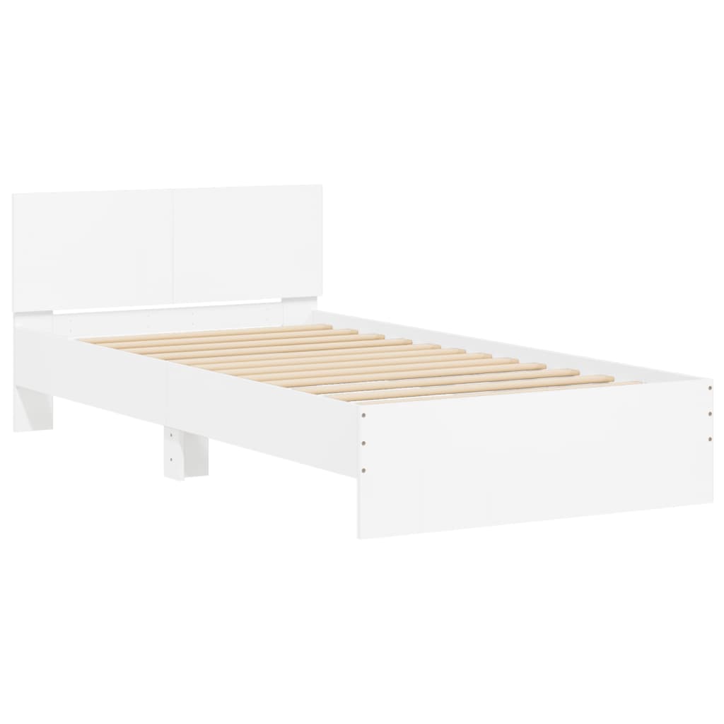 White LED Bed Frame Without Mattress, 100x200 cm, Modern Design