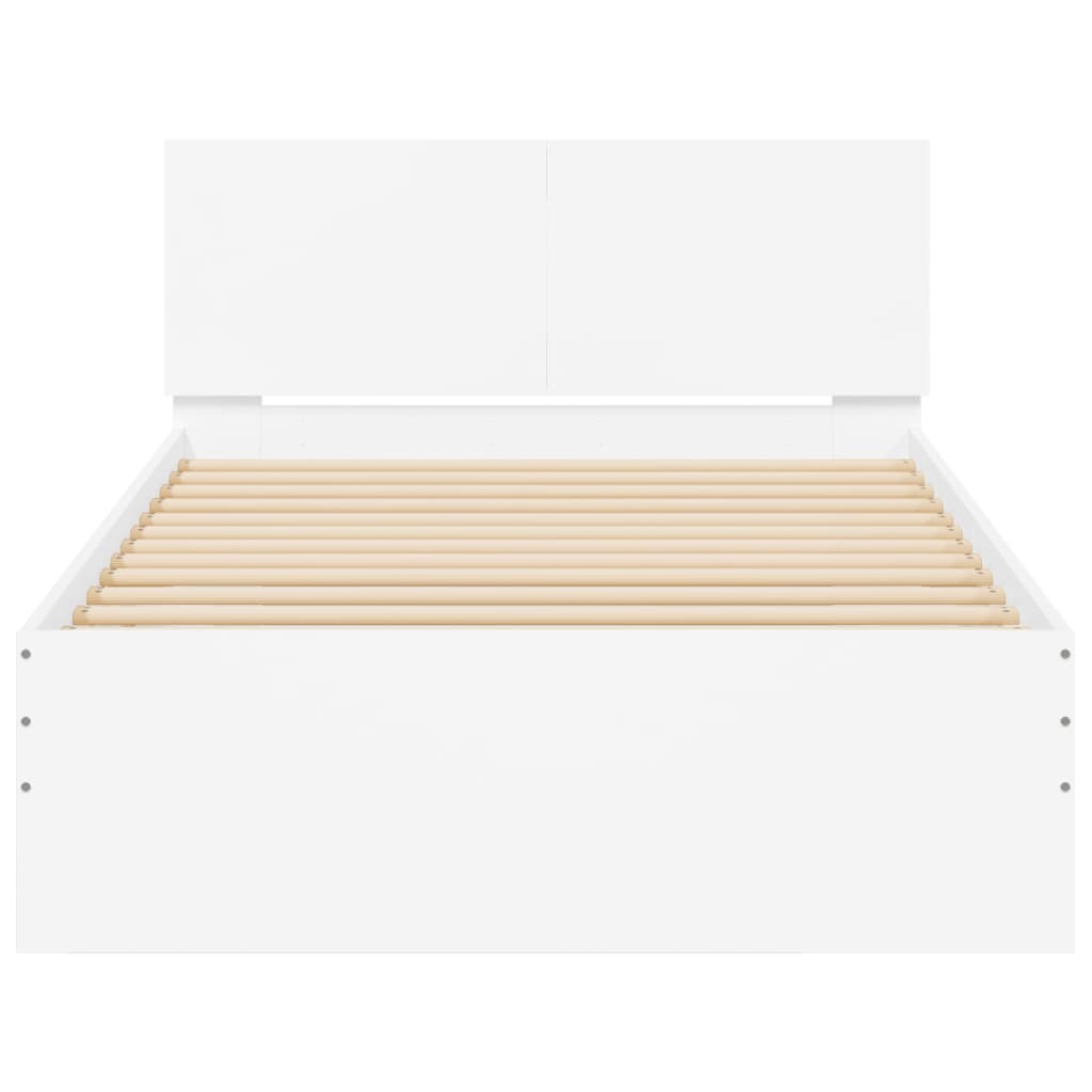 White LED Bed Frame Without Mattress, 100x200 cm, Modern Design