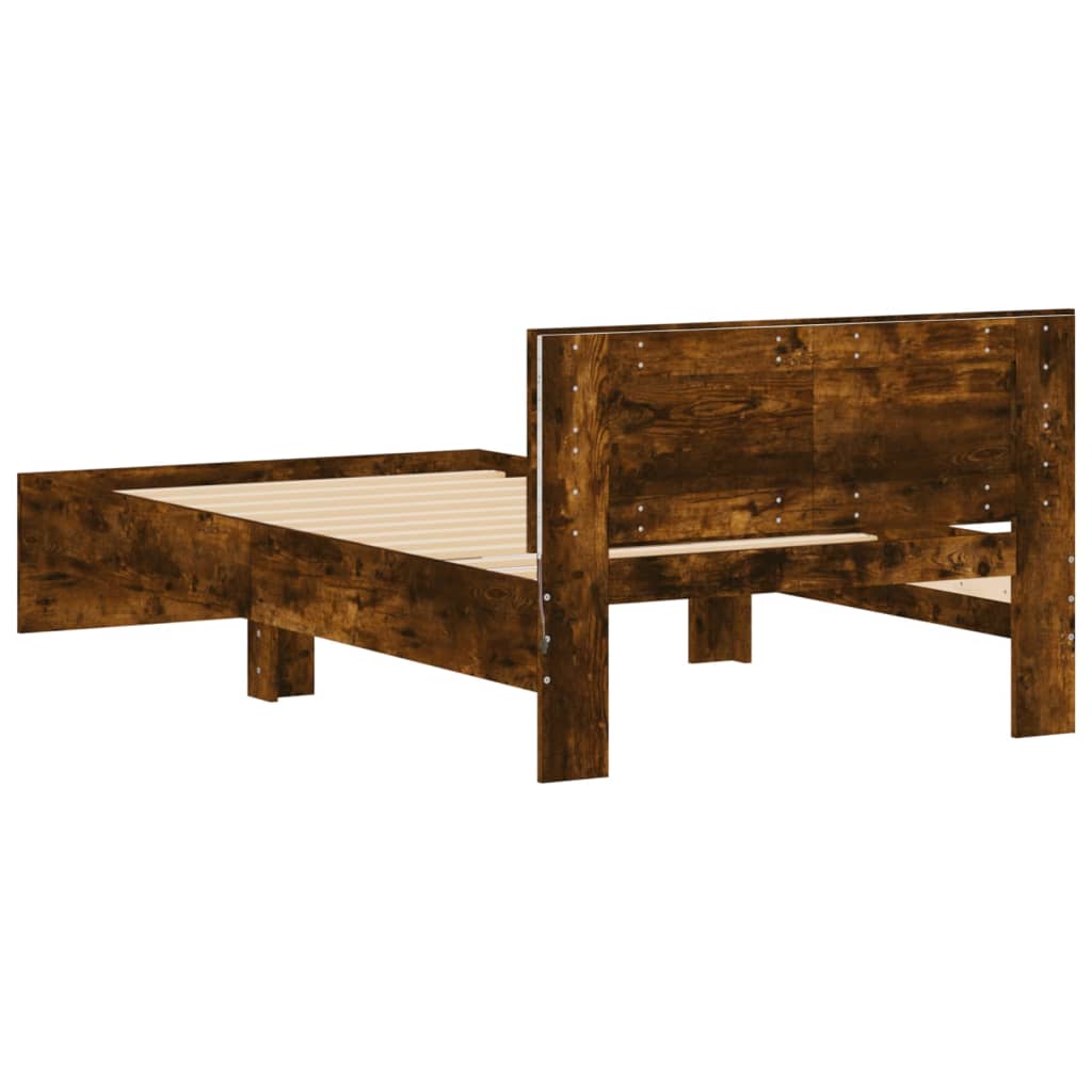 LED Bed Frame Smoked Oak 100x200 cm - No Mattress Included