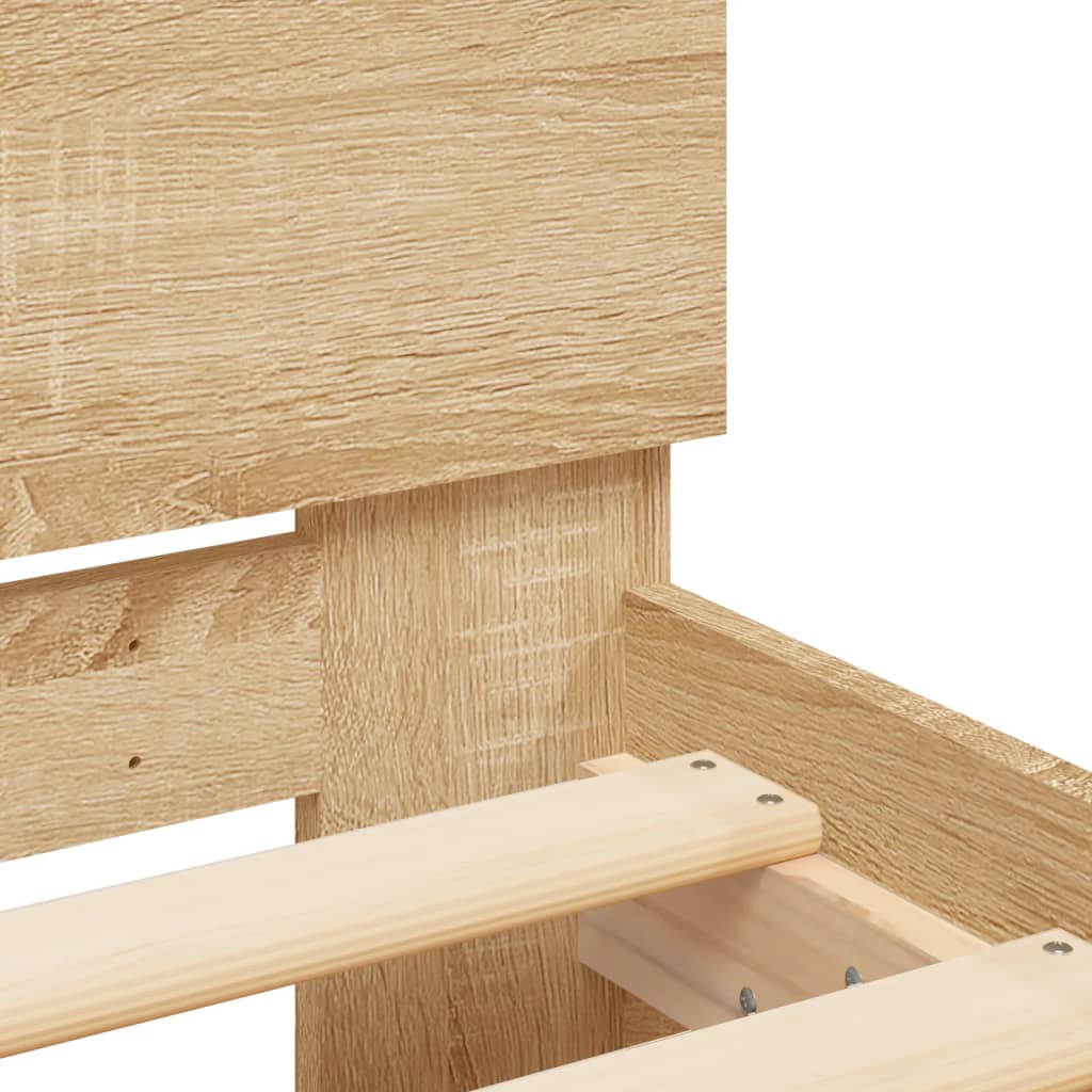 Sonoma Oak Bed Frame 90x200 cm with LED Lights (No Mattress)