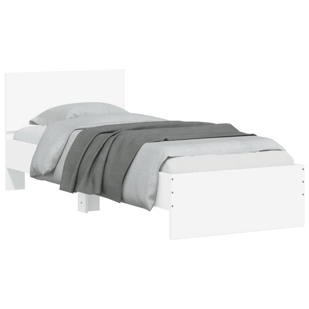 White LED Bed Frame, 90x190cm, Single, No Mattress, Modern Design
