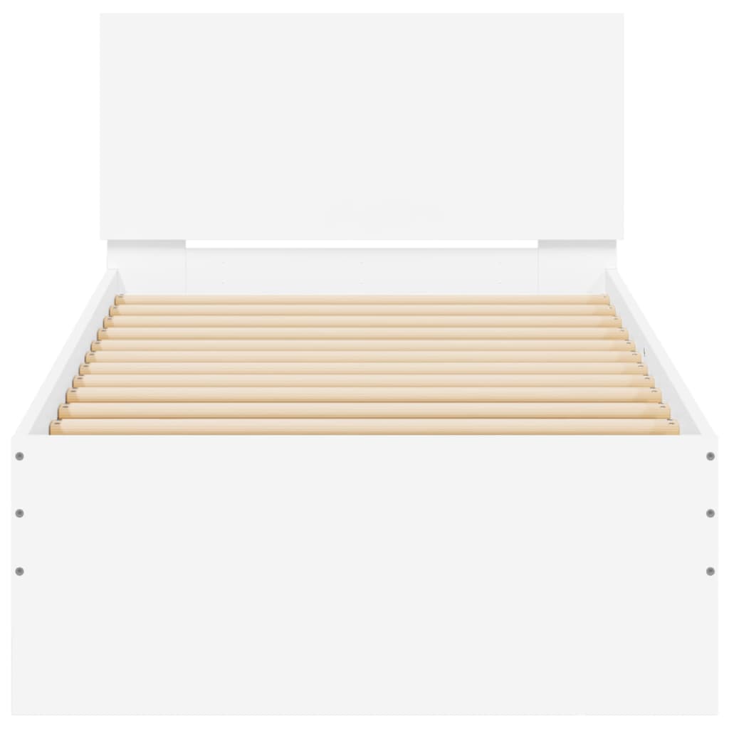 White LED Bed Frame, 90x190cm, Single, No Mattress, Modern Design