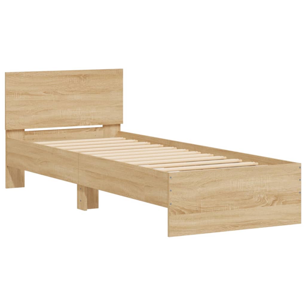 Sonoma Oak Bed Frame with LED Lights 90x190 cm - Single