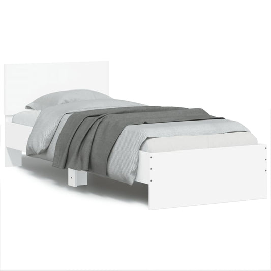 White LED Small Single Bed Frame 75x190 cm - Modern Design