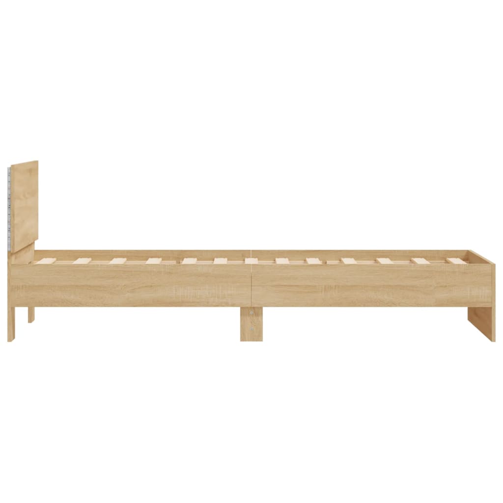 Sonoma Oak Small Single Bed Frame 75x190 cm with LED Lights