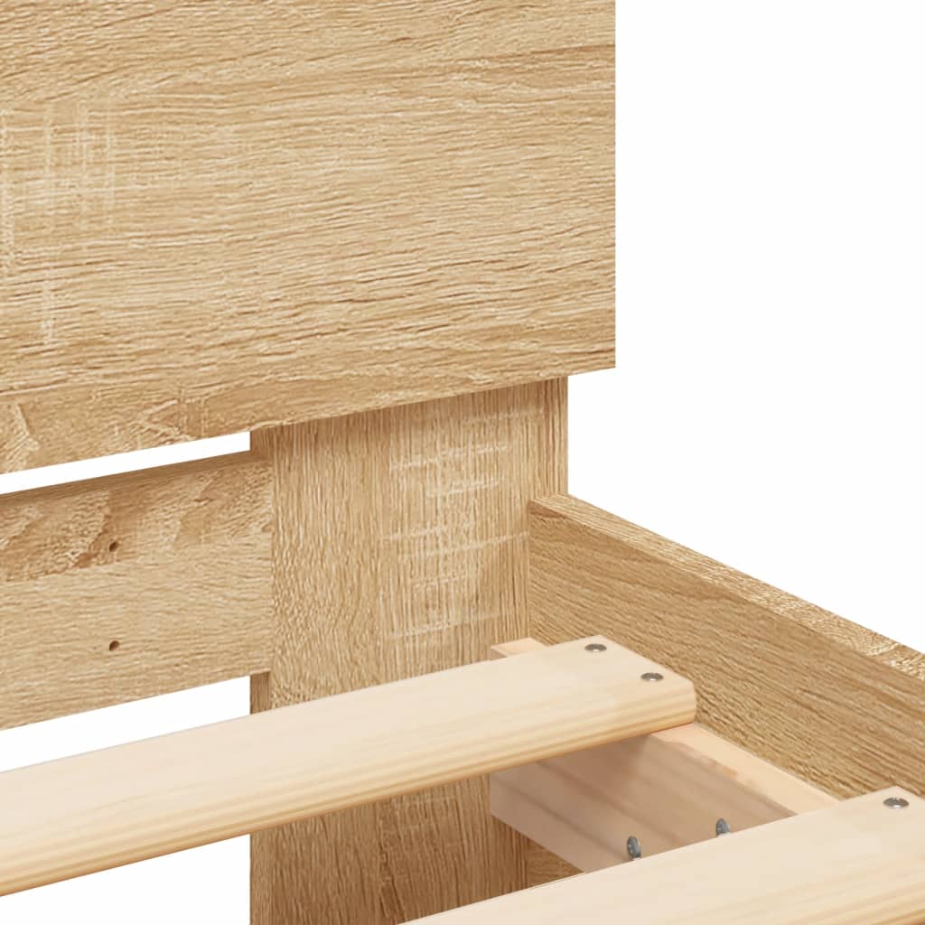 Sonoma Oak Small Single Bed Frame 75x190 cm with LED Lights