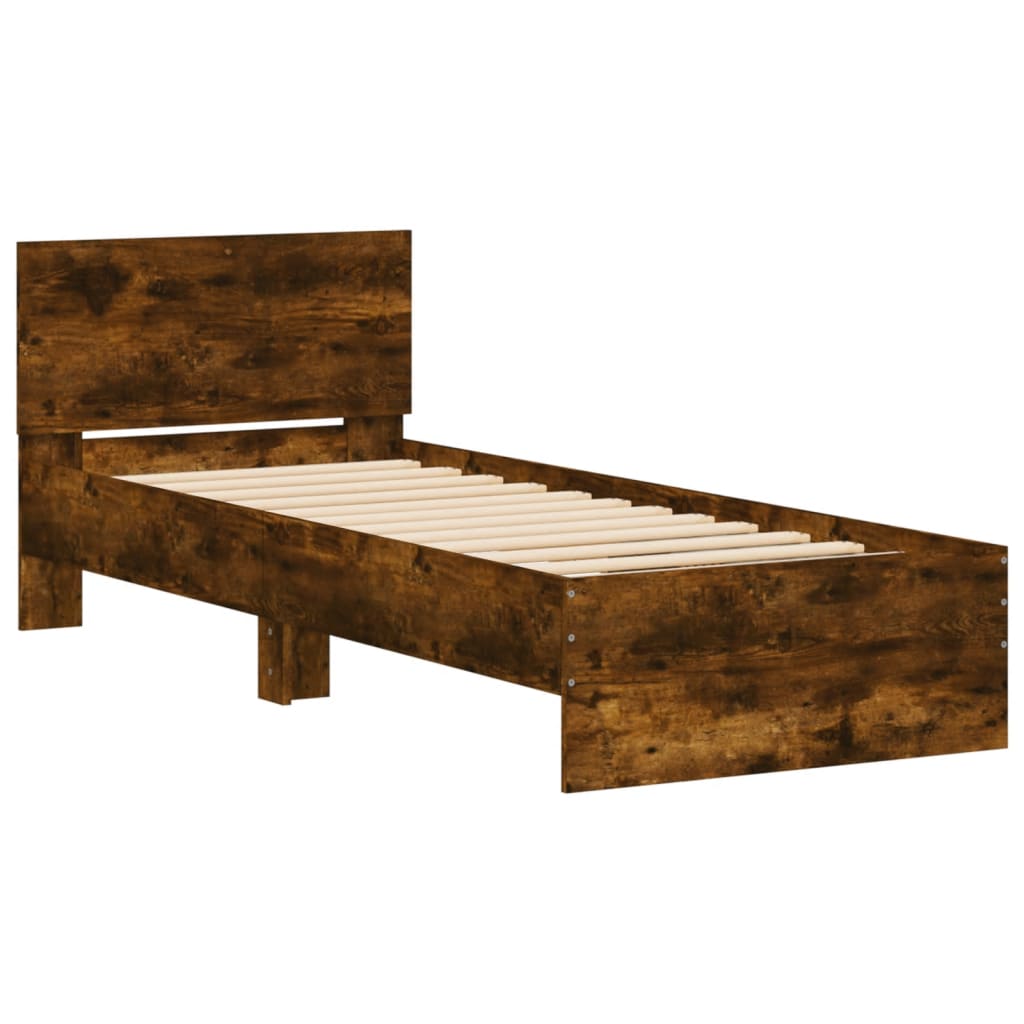 Smoked Oak LED Bed Frame 75x190 cm – Small Single, No Mattress